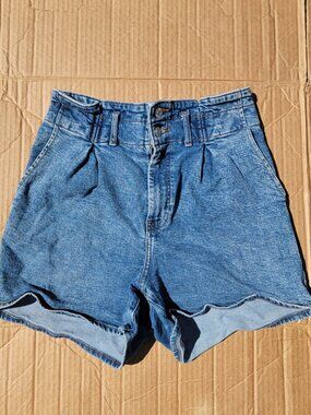 ❝ Express vintage high waist paper bag jean shorts ✧˚. ❞